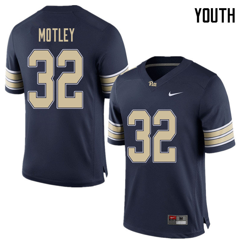 Youth #32 Phillipie Motley Pittsburgh Panthers College Football Jerseys Sale-Home Blue